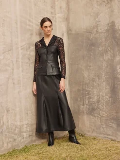 Sale Modern Fit Lace & Vegan Leather Corset Jacket Jackets & Coats