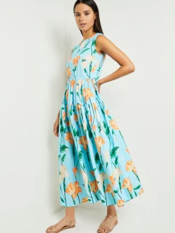 New Modern Fit Maxi Drop Waist Floral Cotton Dress Dresses