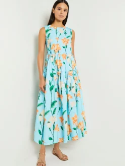New Modern Fit Maxi Drop Waist Floral Cotton Dress Dresses