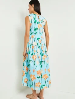 New Modern Fit Maxi Drop Waist Floral Cotton Dress Dresses