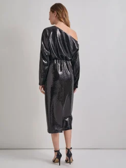 Outlet Modern Fit Sequin Novelty Woven Blouson Midi Dress Dresses