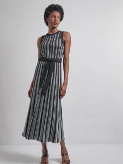Clearance Modern Fit Sleeveless Soft Ribbed Knit Belted Maxi Dress Dresses