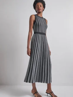 Clearance Modern Fit Sleeveless Soft Ribbed Knit Belted Maxi Dress Dresses