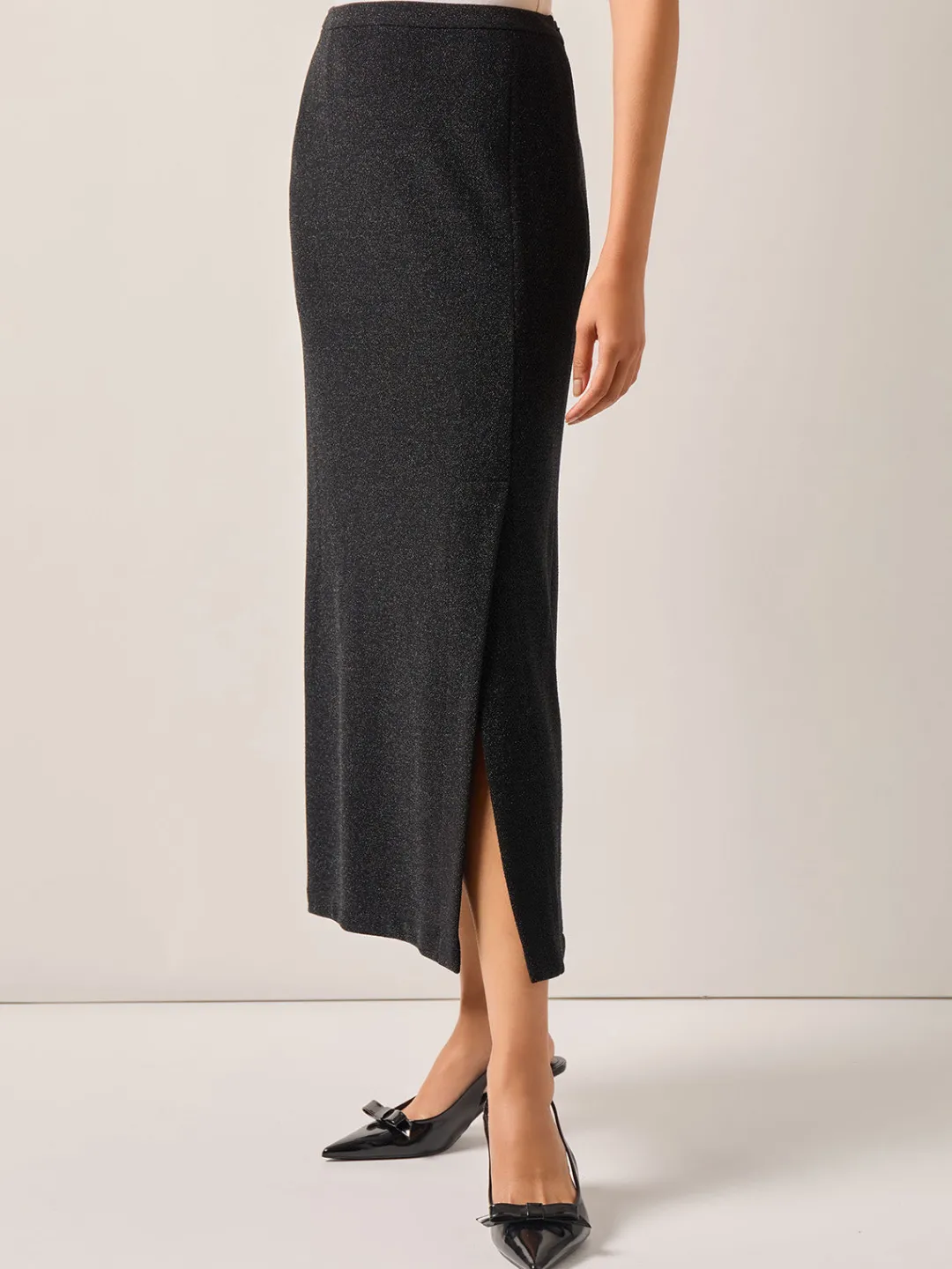 Best Modern Fit Sparkle Stretch Woven Straight Maxi Skirt Skirts