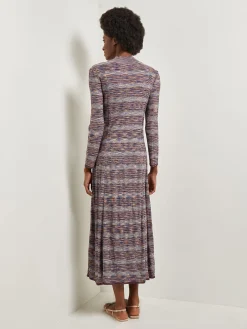 Best Modern Fit-and-Flare Melange Knit Cutout Maxi Dress Dresses