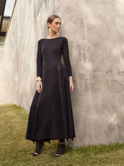 Discount Modern Fit-and-Flare Sequin Princess Seam Knit Maxi Dress Dresses