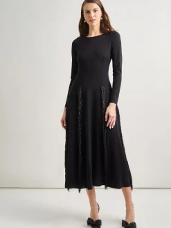 Discount Modern Fit-and-Flare Sequin Princess Seam Knit Maxi Dress Dresses