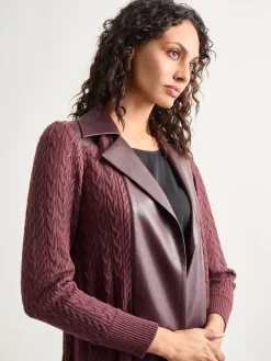 Sale Notched Collar Long Mixed Media Jacket Jackets & Coats