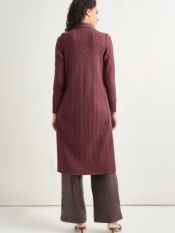 Sale Notched Collar Long Mixed Media Jacket Jackets & Coats