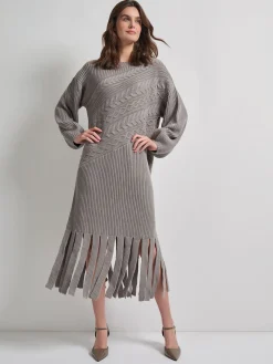 Sale Oversized Cable Knit Wool Blended Sheath Maxi Dress Dresses
