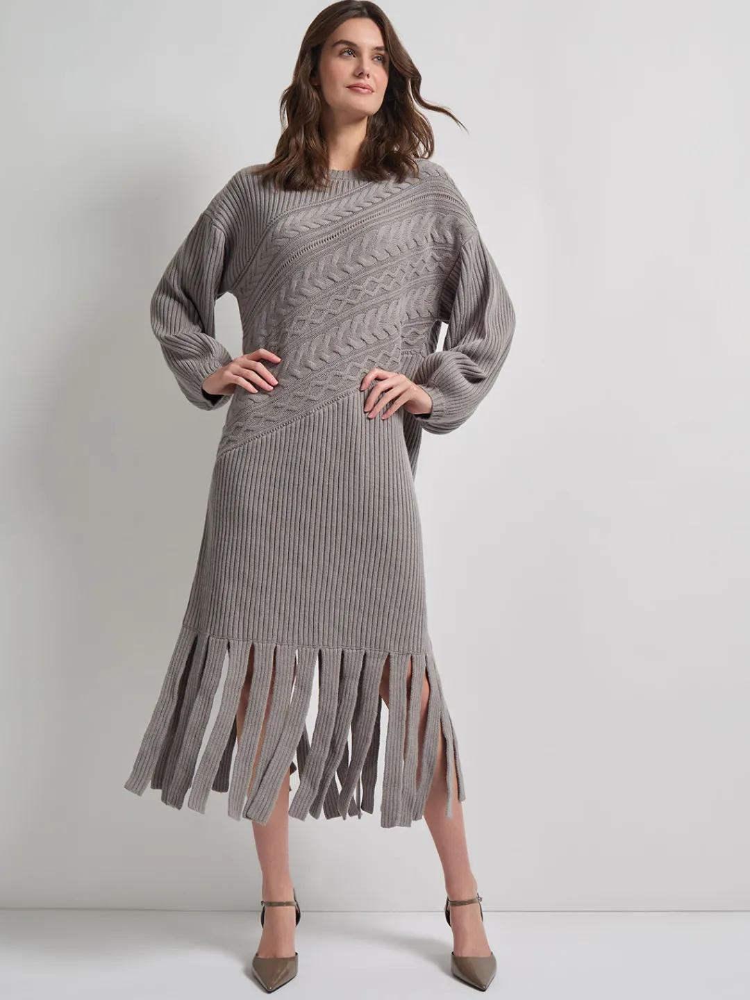 Sale Oversized Cable Knit Wool Blended Sheath Maxi Dress Dresses
