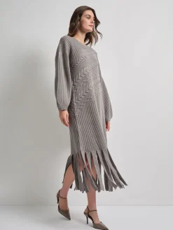 Sale Oversized Cable Knit Wool Blended Sheath Maxi Dress Dresses