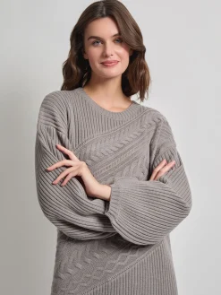 Sale Oversized Cable Knit Wool Blended Sheath Maxi Dress Dresses