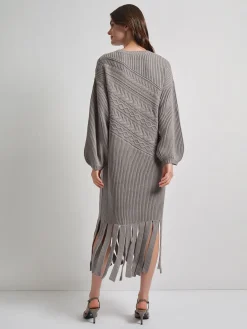 Sale Oversized Cable Knit Wool Blended Sheath Maxi Dress Dresses