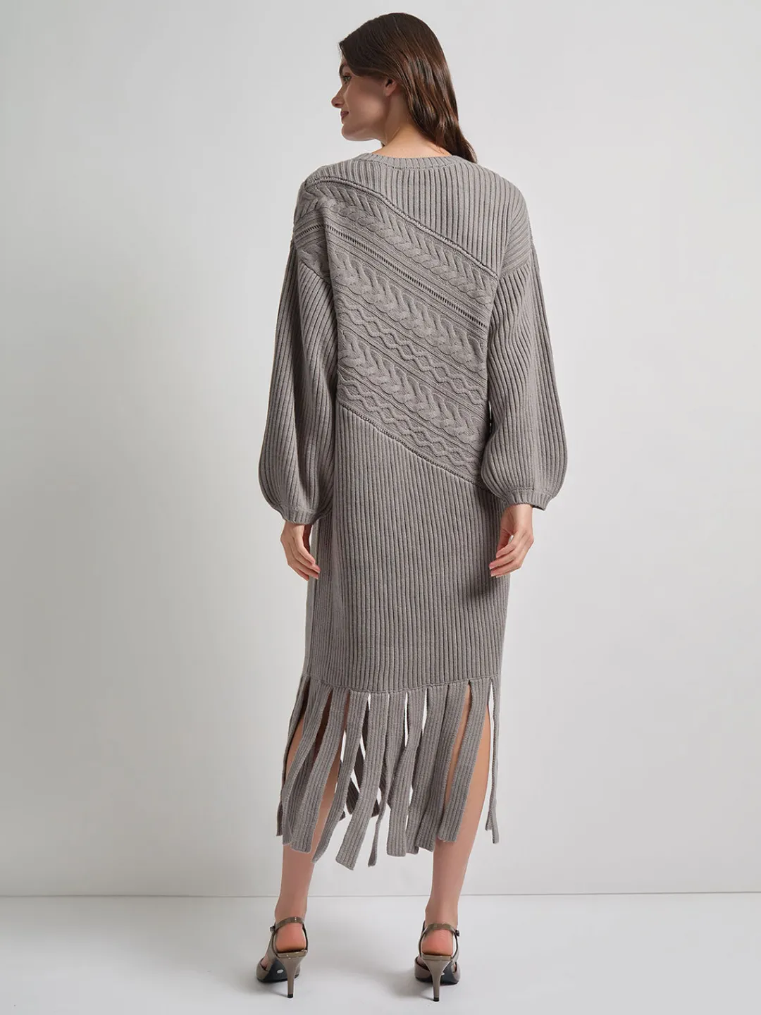 Sale Oversized Cable Knit Wool Blended Sheath Maxi Dress Dresses