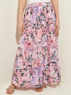Sale Pink Pleated Skirt - Floral Maxi Skirt | Skirts
