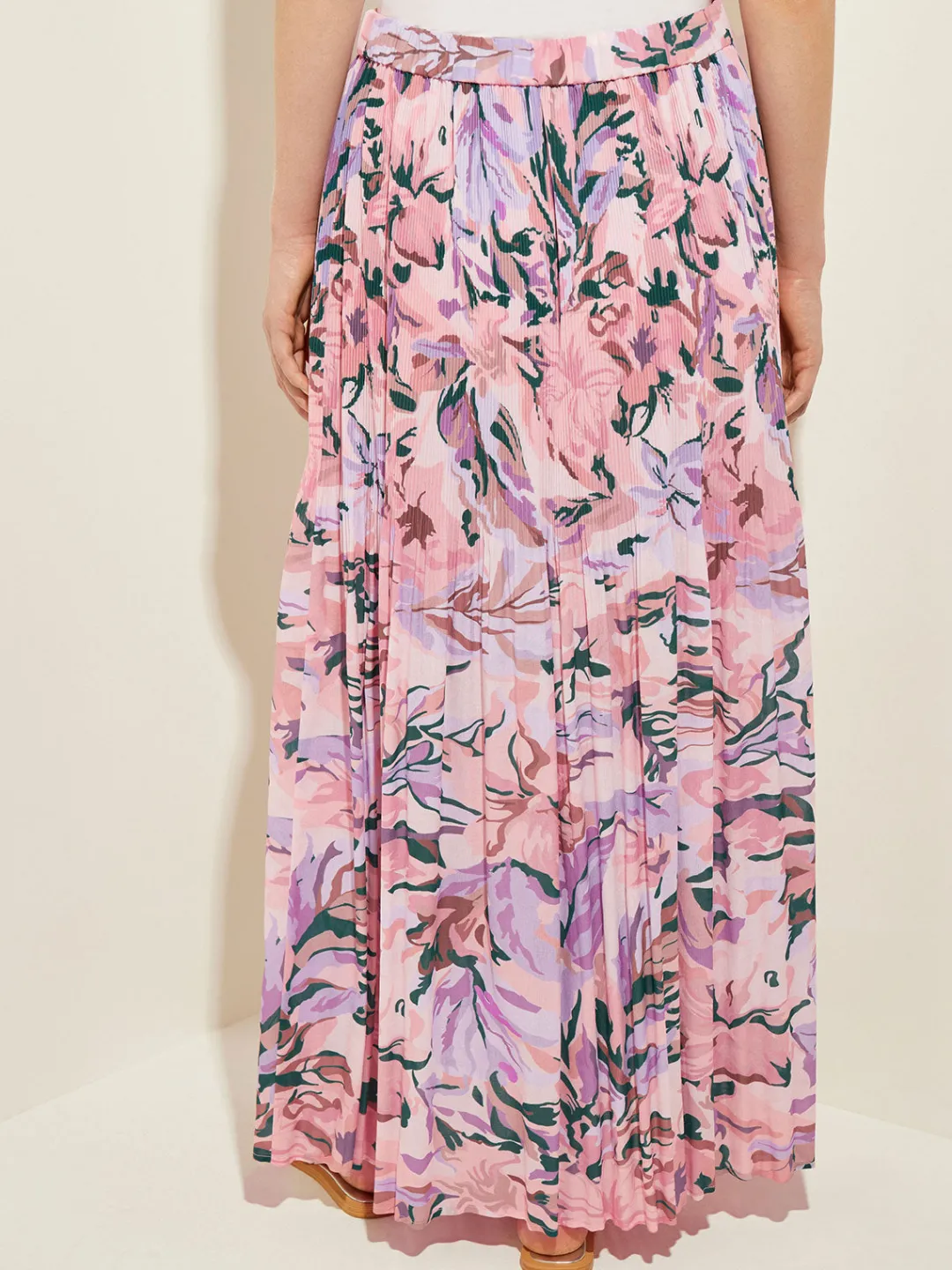 Sale Pink Pleated Skirt - Floral Maxi Skirt | Skirts