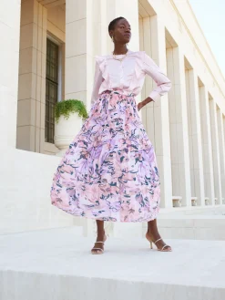 Sale Pink Pleated Skirt - Floral Maxi Skirt | Skirts