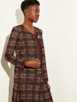 Discount Plaid Button-Front Knit Jacket Jackets & Coats
