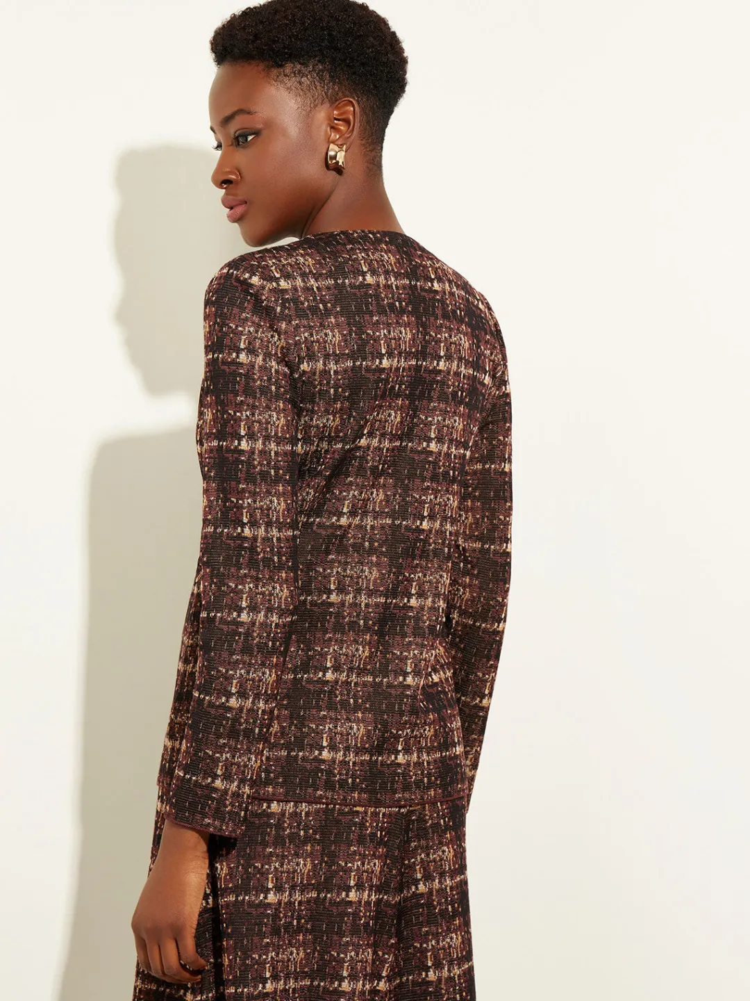 Discount Plaid Button-Front Knit Jacket Jackets & Coats