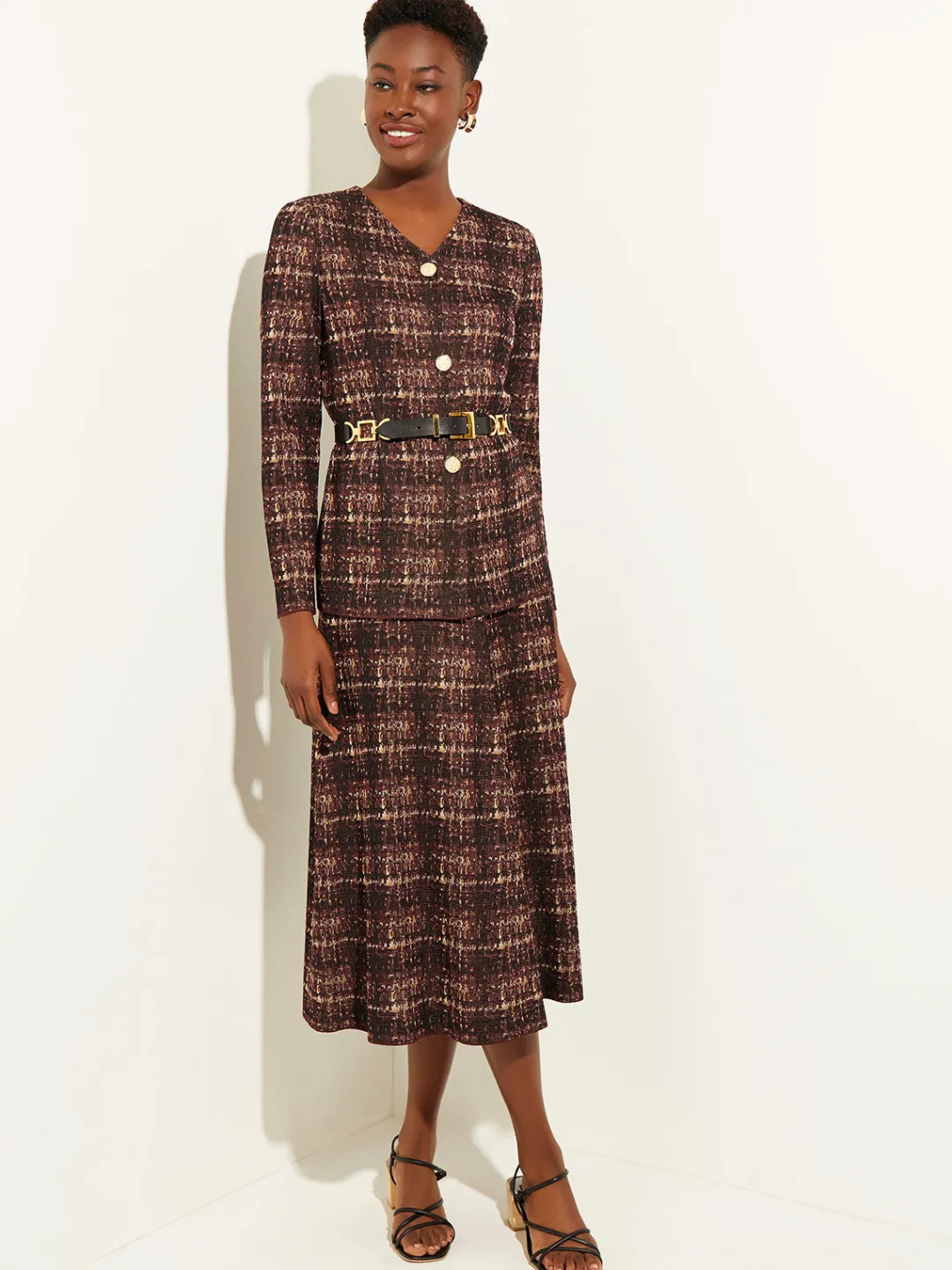 Discount Plaid Button-Front Knit Jacket Jackets & Coats