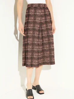 Sale Plaid Knit A-Line Midi Skirt Skirts