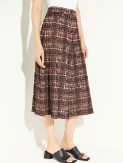 Sale Plaid Knit A-Line Midi Skirt Skirts