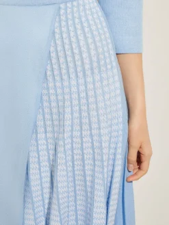 Best Pleated Contrast Panel Soft Knit Dress Dresses