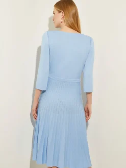 Best Pleated Contrast Panel Soft Knit Dress Dresses
