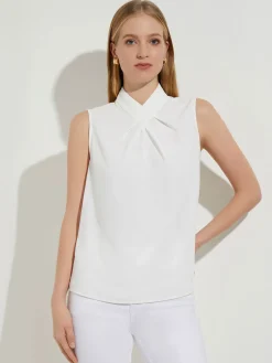 Clearance Pleated Crossover Collar Crepe de Chine Blouse Blouses & Shirts|Tops & Tees