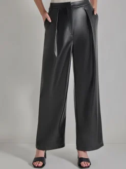 Discount Pleated Straight Leg Vegan Leather Pants Pants & Shorts