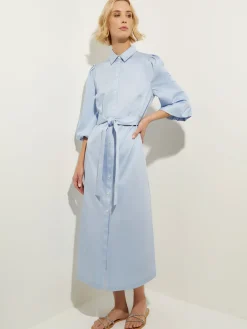 Best Puff Sleeve Cotton Midi Shirtdress Dresses