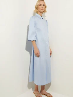 Best Puff Sleeve Cotton Midi Shirtdress Dresses