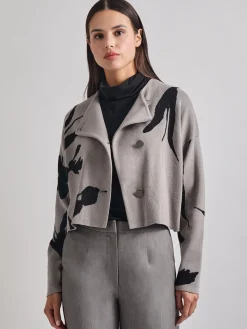 Sale Relaxed Fit Abstract Floral Soft Knit Jacket Jackets & Coats