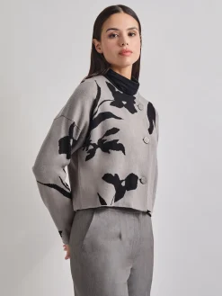 Sale Relaxed Fit Abstract Floral Soft Knit Jacket Jackets & Coats