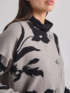 Sale Relaxed Fit Abstract Floral Soft Knit Jacket Jackets & Coats