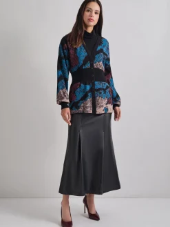 Discount Relaxed Fit Abstract Inset Waist Jacquard Knit Cardigan Jackets & Coats