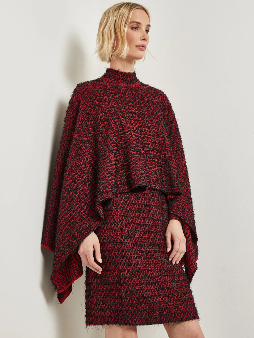 Discount Relaxed Fit Two-Tone Eyelash Knit Poncho Jackets & Coats