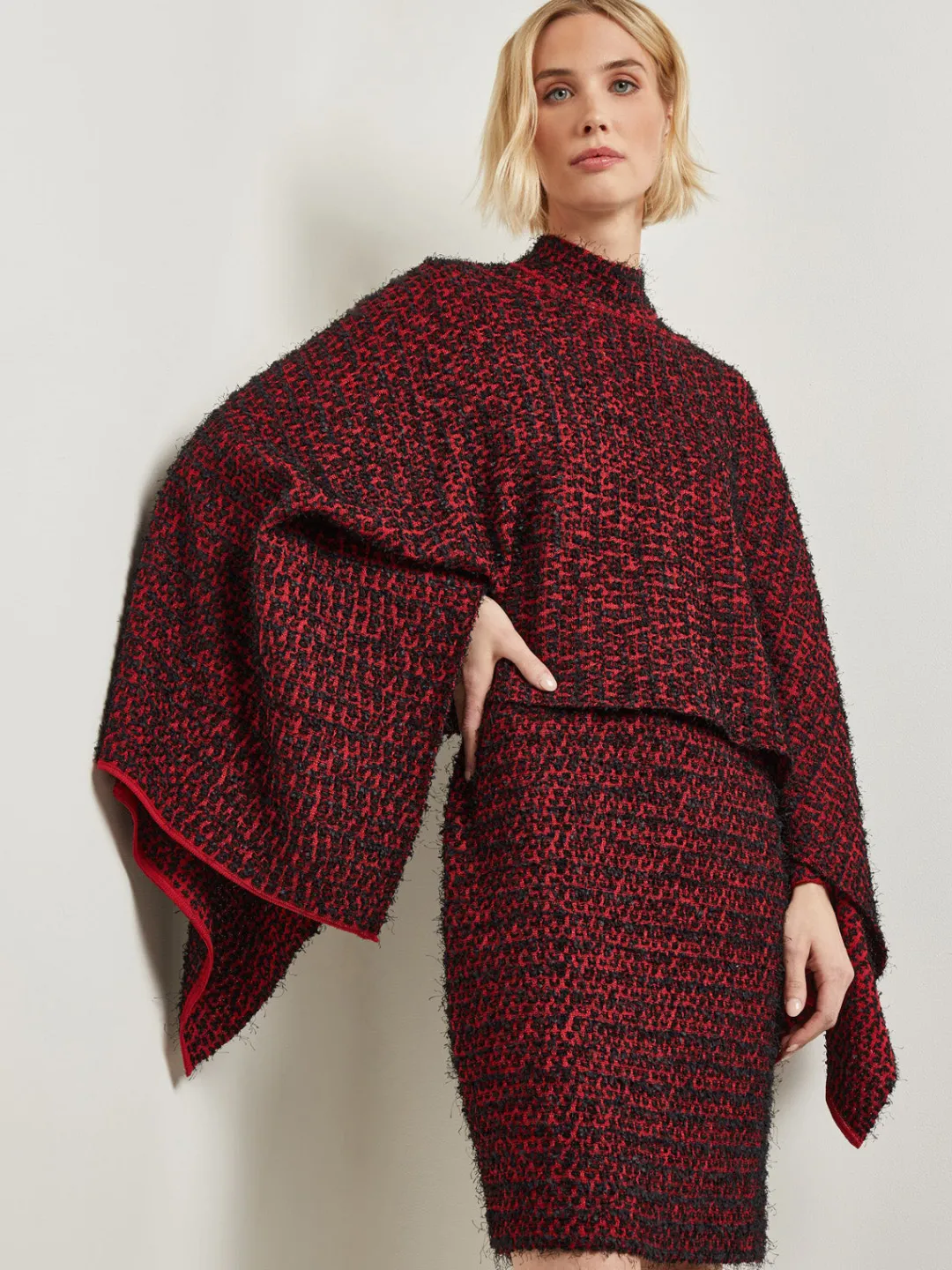 Discount Relaxed Fit Two-Tone Eyelash Knit Poncho Jackets & Coats