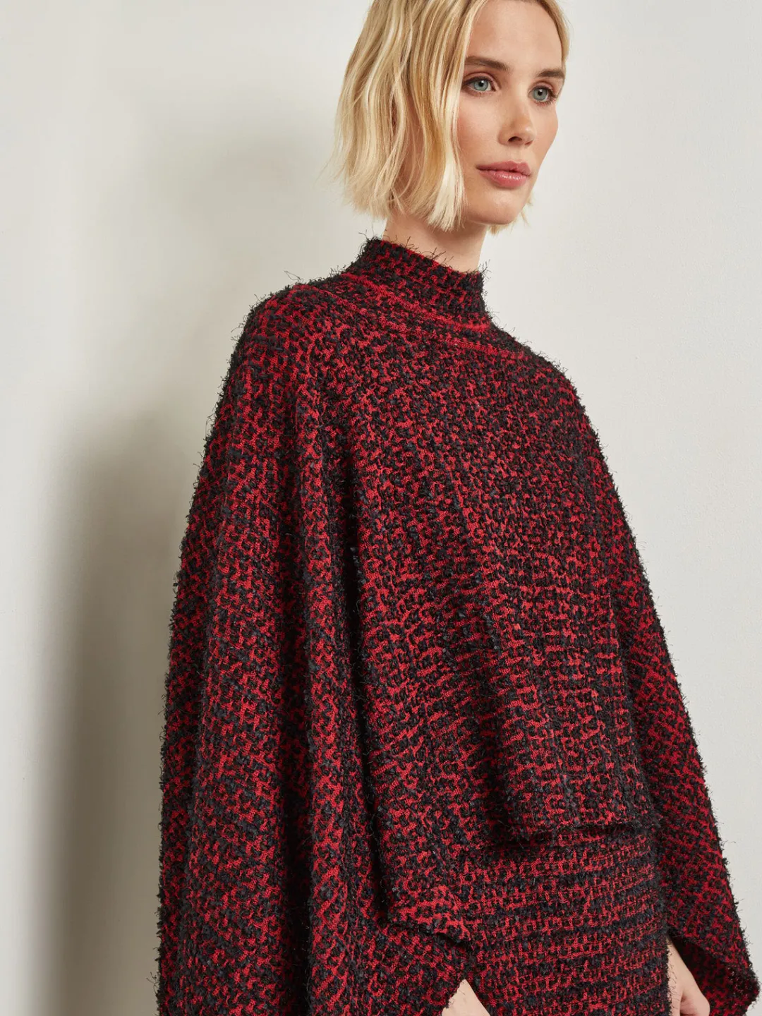 Discount Relaxed Fit Two-Tone Eyelash Knit Poncho Jackets & Coats