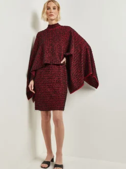 Discount Relaxed Fit Two-Tone Eyelash Knit Poncho Jackets & Coats