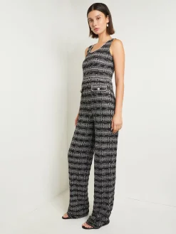 Sale Rhinestone Accent Tweed Knit Jumpsuit Pants & Shorts|Dresses
