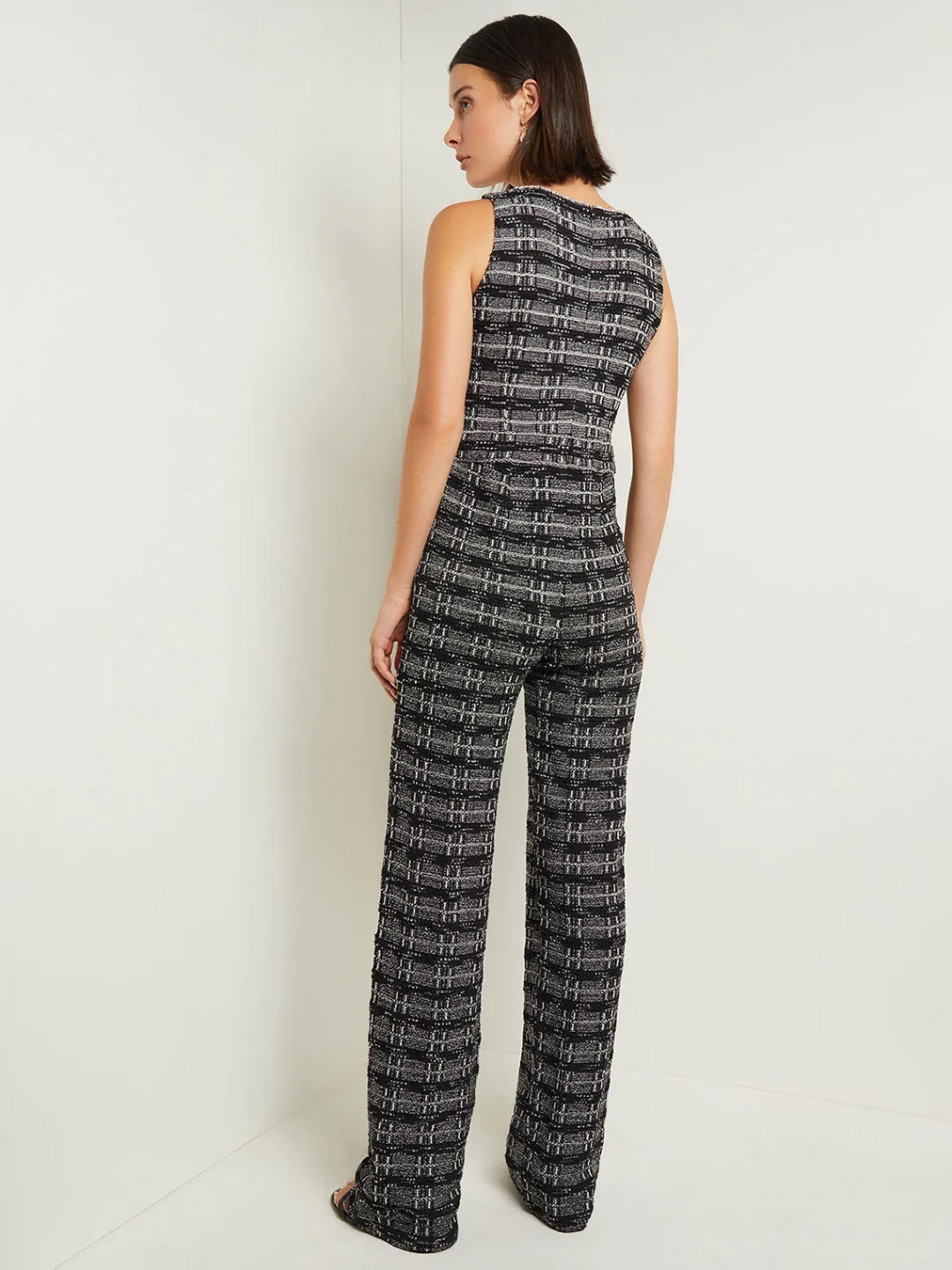 Sale Rhinestone Accent Tweed Knit Jumpsuit Pants & Shorts|Dresses