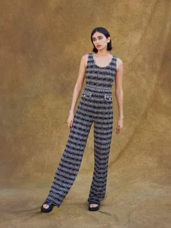 Sale Rhinestone Accent Tweed Knit Jumpsuit Pants & Shorts|Dresses