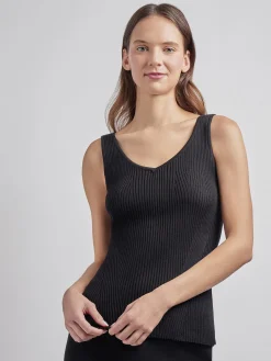 Clearance Shaped Ribbed Knit V-Neck Tank Tops & Tees|Tanks
