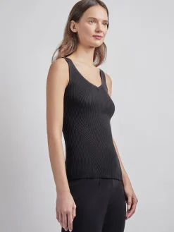 Clearance Shaped Ribbed Knit V-Neck Tank Tops & Tees|Tanks