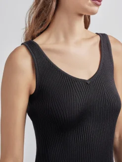 Clearance Shaped Ribbed Knit V-Neck Tank Tops & Tees|Tanks