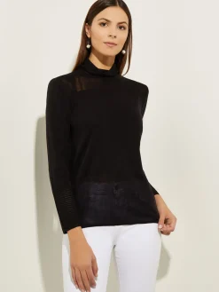 Sale Sheer Inset Turtleneck Tops & Tees