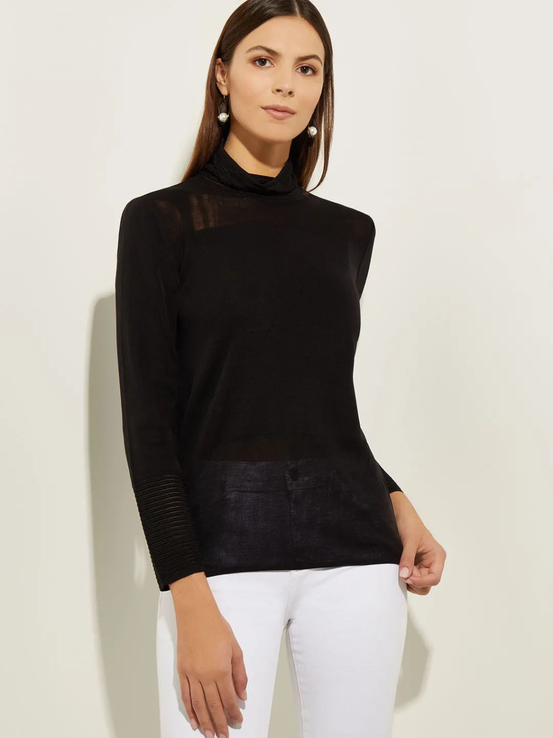 Sale Sheer Inset Turtleneck Tops & Tees