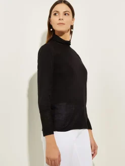 Sale Sheer Inset Turtleneck Tops & Tees